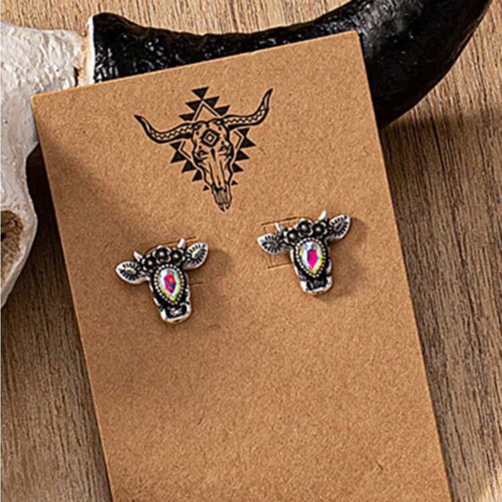 Cute bull Earrings with Pink Accents